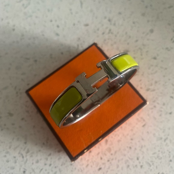 HERMES CLIC CLAC BANGLE SMALLEST SIZE GREEN WHIT PALLADIUM - Picture 3 of 7